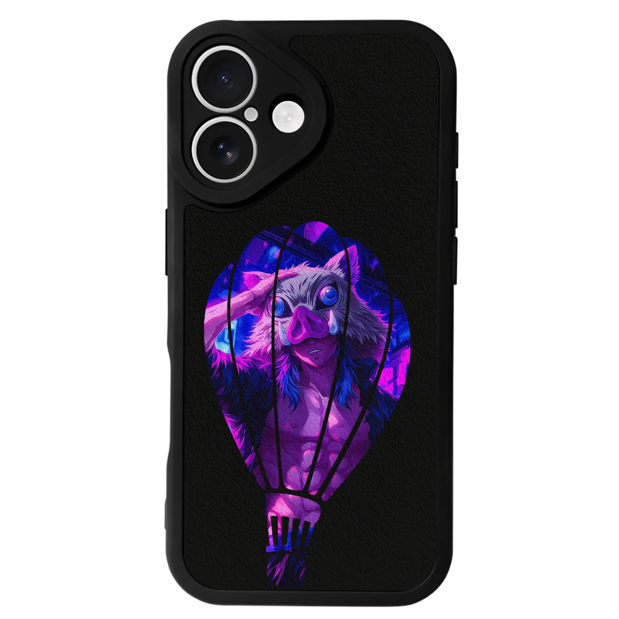 鬼滅の刃 グッズ,嘴平 伊之助 - IPhone 16シリーズ対応 ・ シリコンスマホケース ・ レザー調 ・ 高精度フィット ・ 耐衝撃 ・ ワイヤレス充電対応 ・ 精密カット